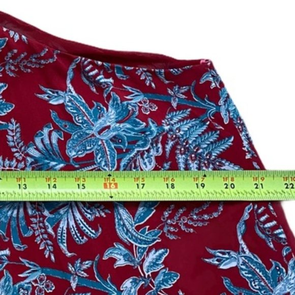 Loft One Shouldered Red Floral Dress Size Large - Picture 12 of 15